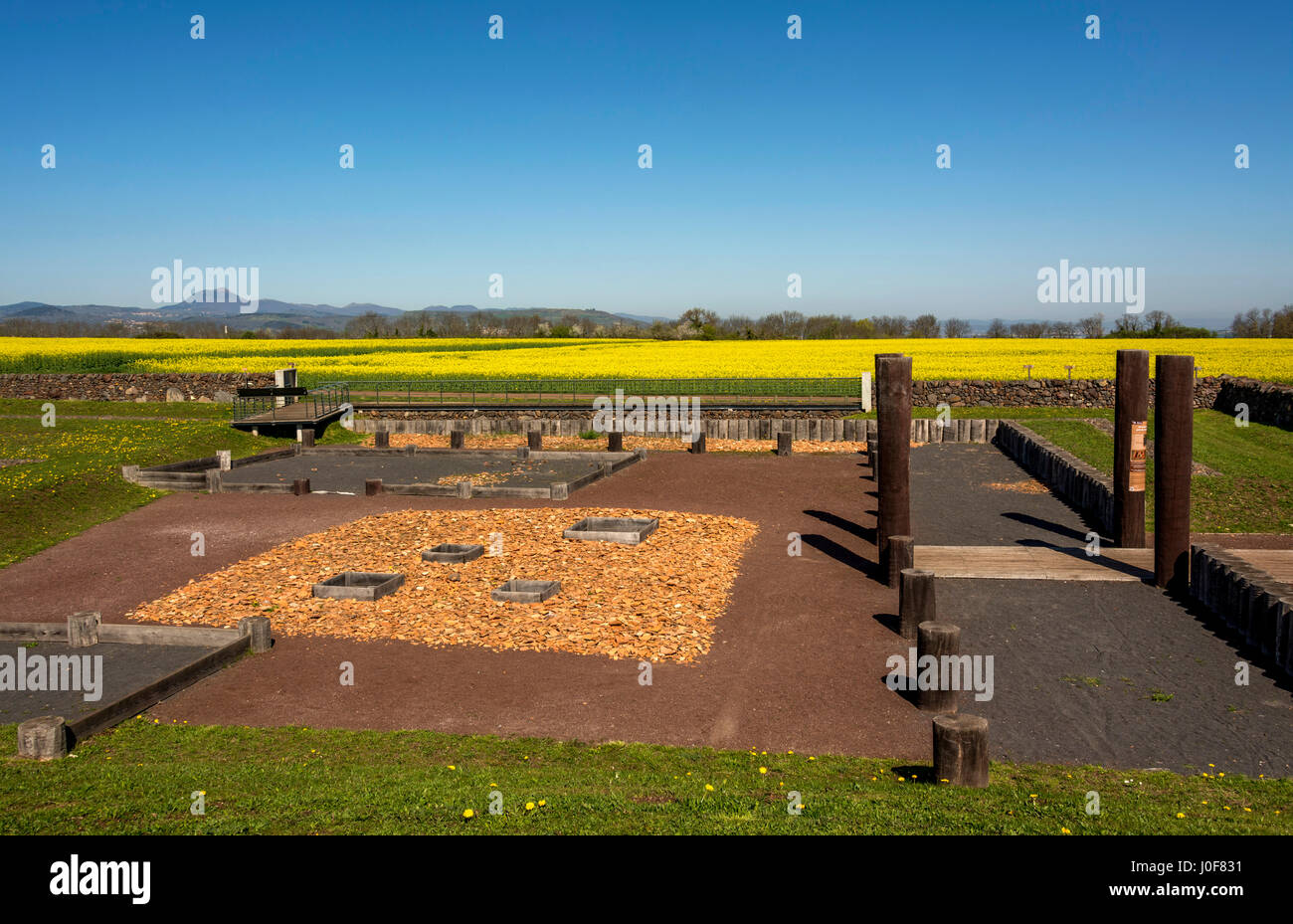Gaul oppidum of Corent, archeological site, Puy de Dome, France, Europe Stock Photo