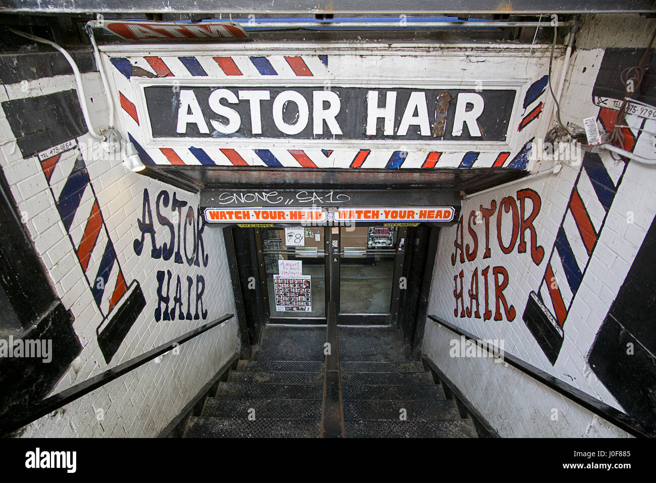 The legendary Astor Hair barbershop on Astor Place in Greenwich Village, Manhattan, New York City. Stock Photo