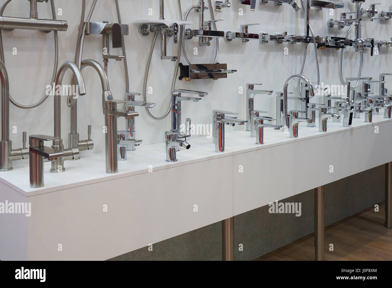Many mixers for shower and bathroom in the store Stock Photo Alamy