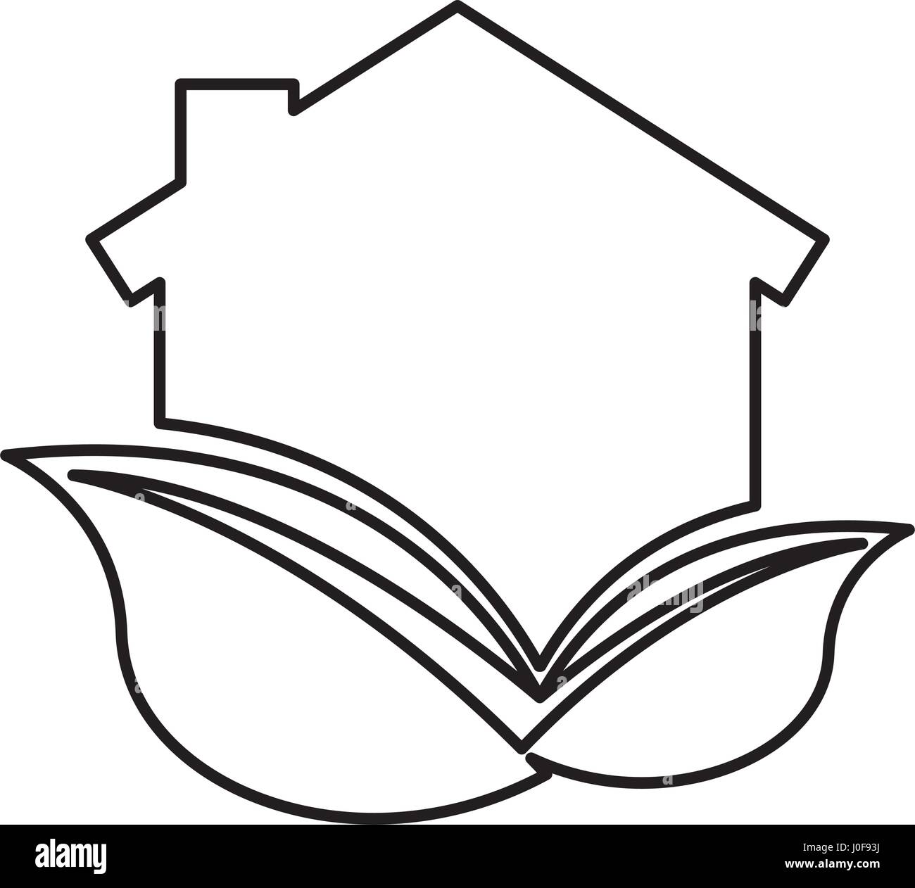 eco house with leafs isolated icon Stock Vector Image & Art - Alamy