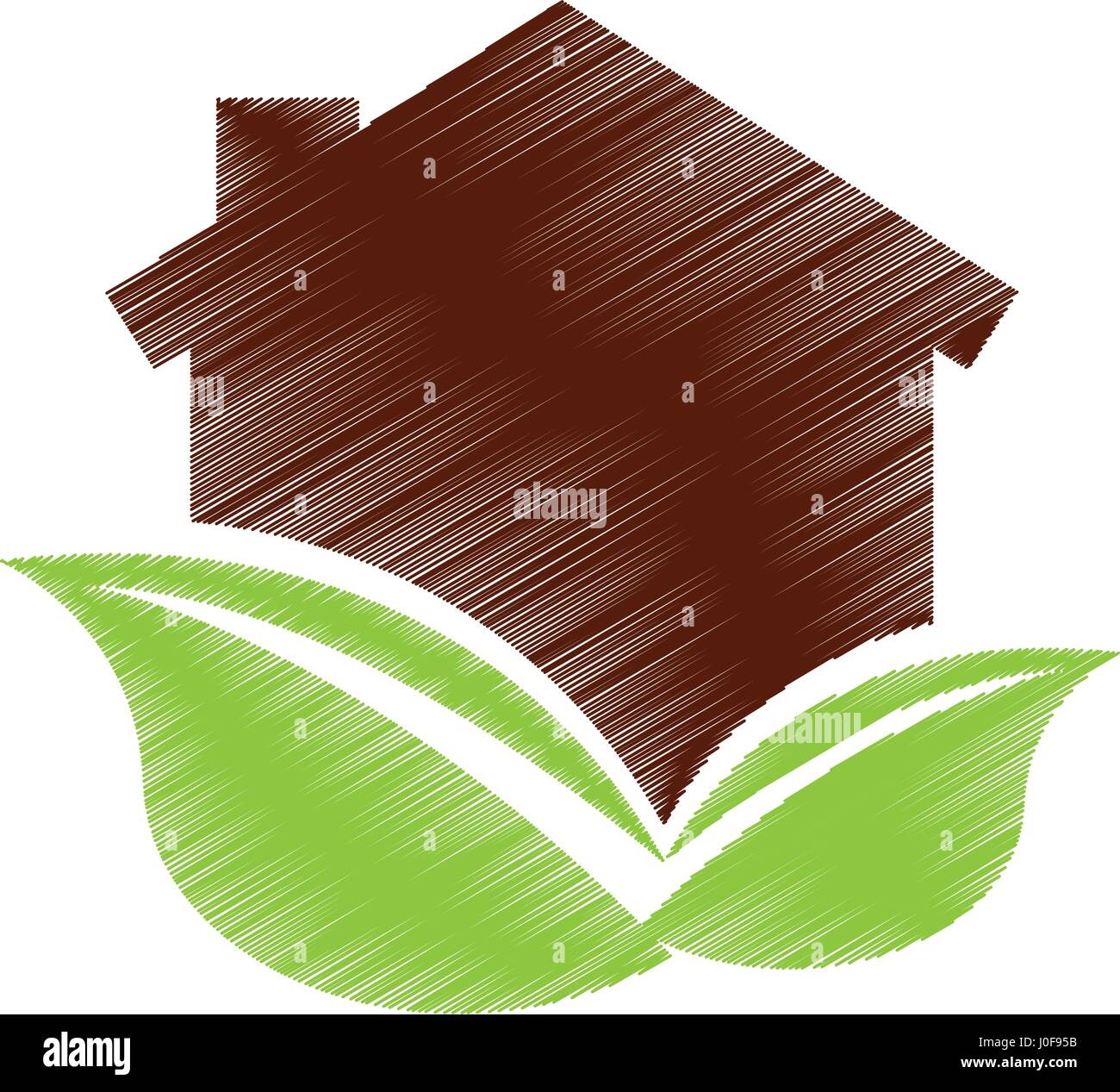 eco house with leafs isolated icon Stock Vector Image & Art - Alamy