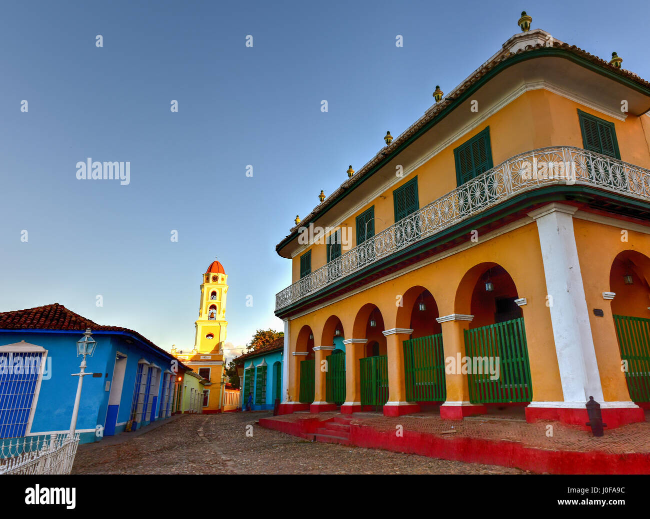 Palacio Brunet in the Plaza Mayor in the center of Trinidad, Cuba, a UNESCO world heritage site. Stock Photo
