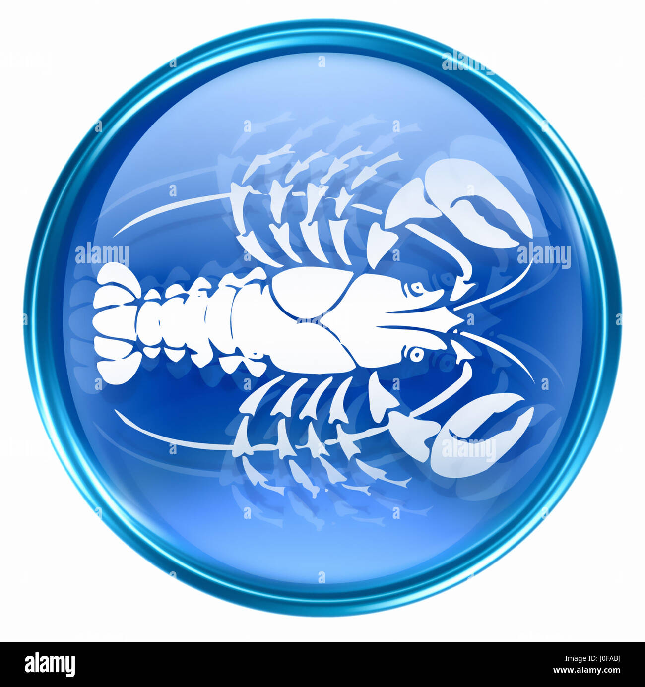 Cancer zodiac button icon, isolated on white background. Stock Photo