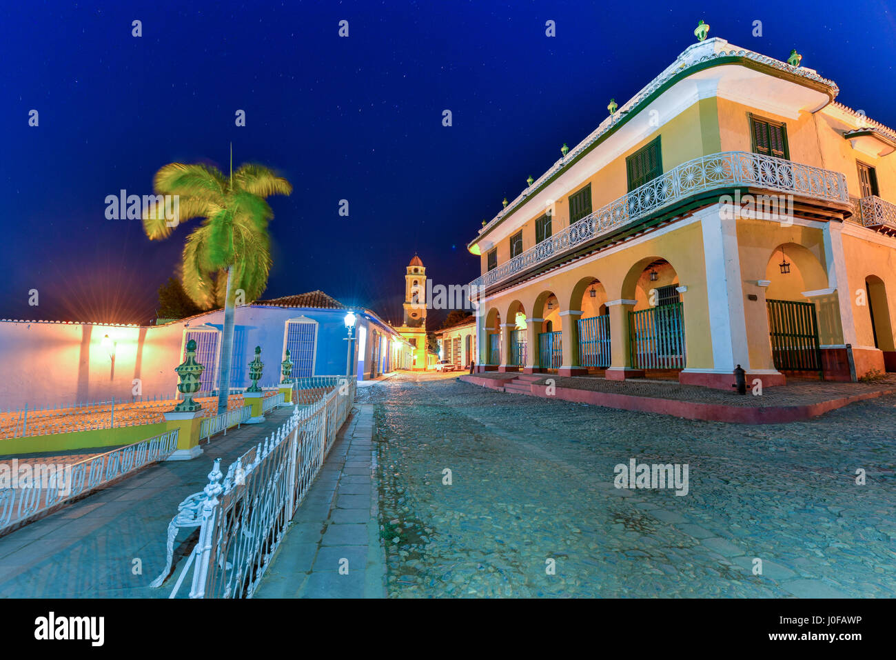 Palacio Brunet along the Plaza Mayor in the center of Trinidad, Cuba, a UNESCO world heritage site. Stock Photo