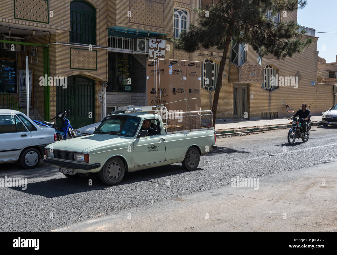 Paykan pick up on a street in Kashan city, capital of Kashan County of Iran Stock Photo