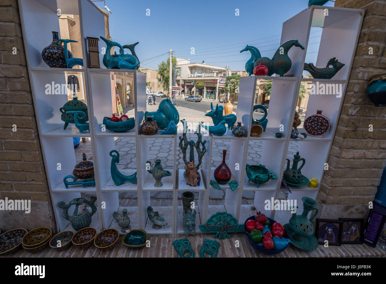 Souvenirs for sale in Kashan city, capital of Kashan County of Iran Stock Photo