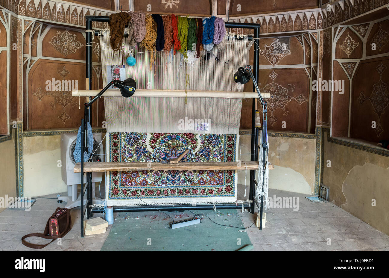 Carpet loom in traditional Persian historic house called Ameri House, built during the Zand era