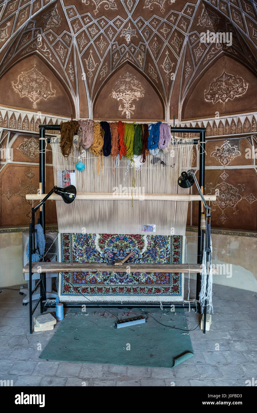 Carpet loom in traditional Persian historic house called Ameri House, built during the Zand era