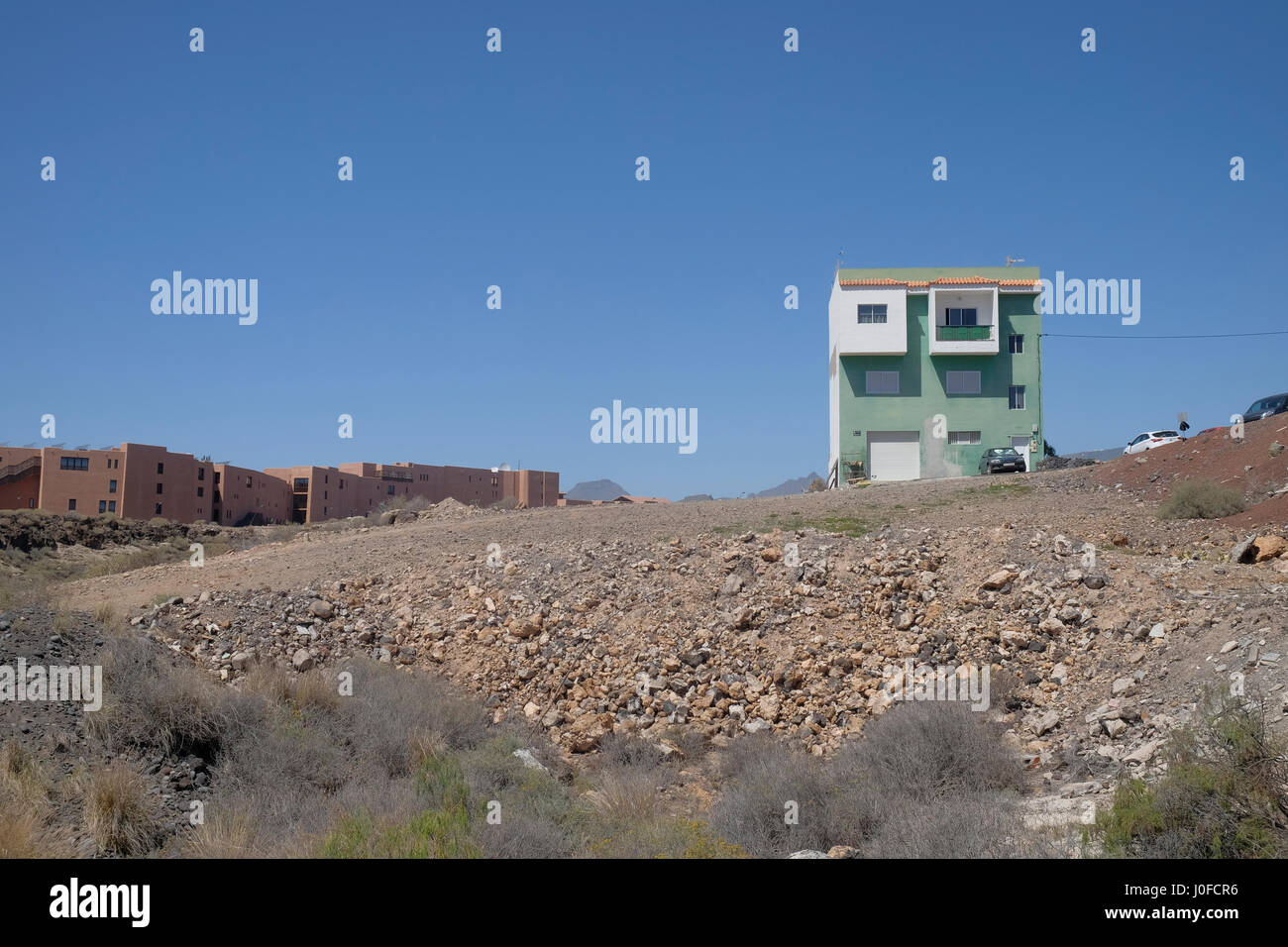 Lone house on outskirts of Los Abrigos, Tenerife, Canary Islands, Spain. Stock Photo