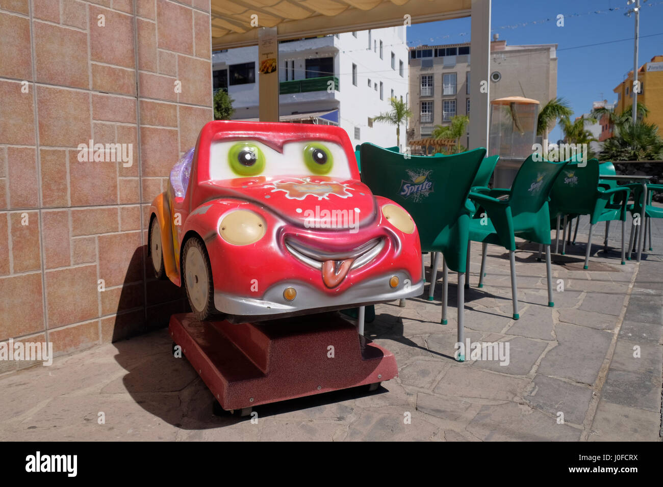 Children's coin-operated ride,Los Abrigos, Tenerife, Canary Islands, Spain. Stock Photo