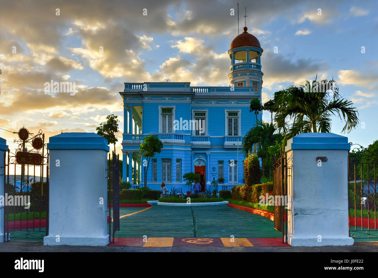 Cienfuegos, Cuba - January 11, 2017: Hotel Palacio Azul, an ecletic style palace in Cienfuegos, Cuba. Stock Photo