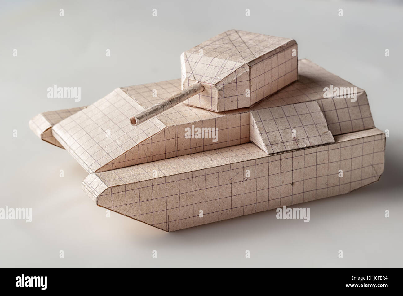 Tank model made of paper on white Stock Photo Alamy