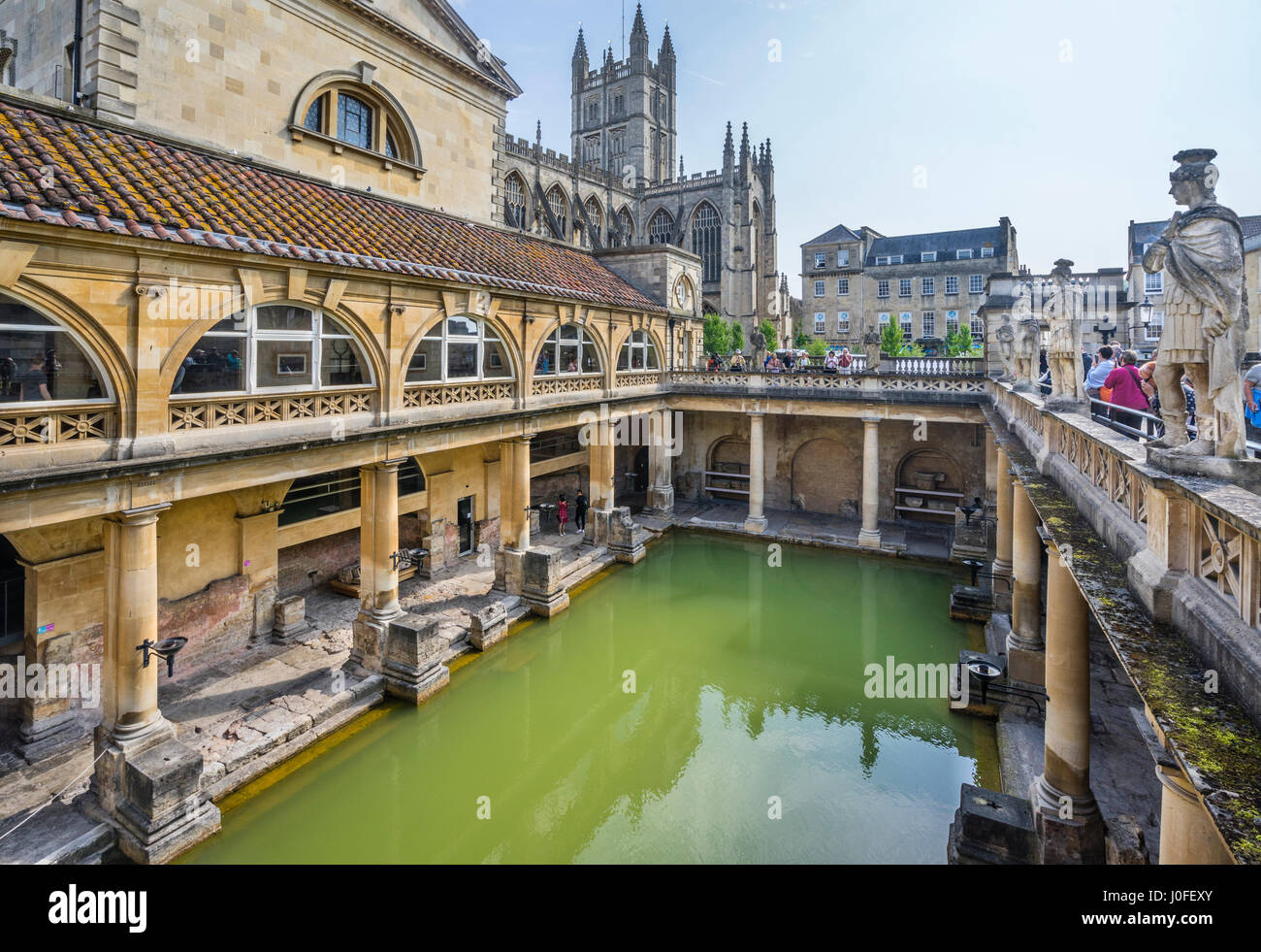 United Kingdom; England, Somerset, the Roman Bath in Bath with ...