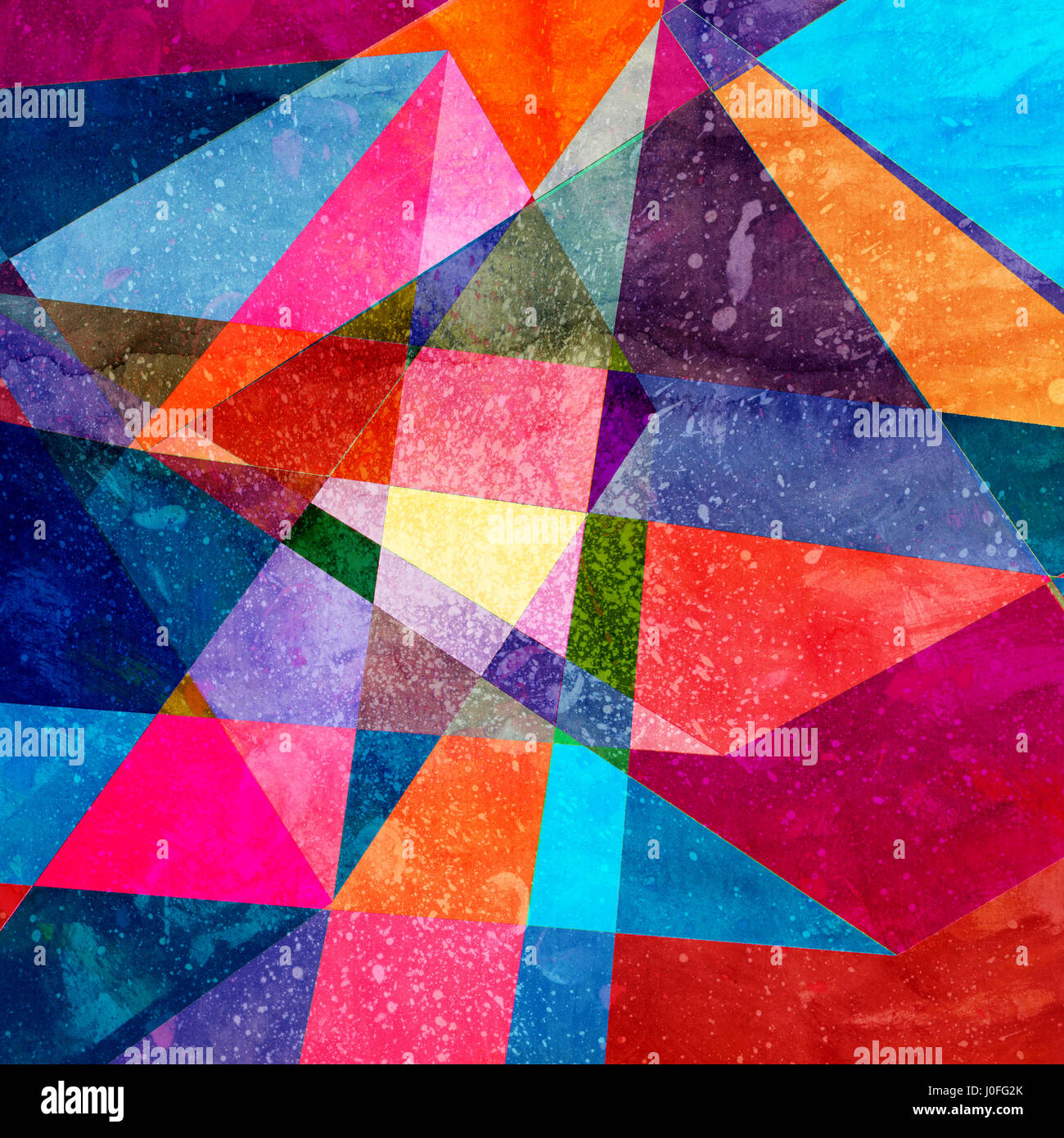 Watercolor abstract colorful background with geometry elements ...