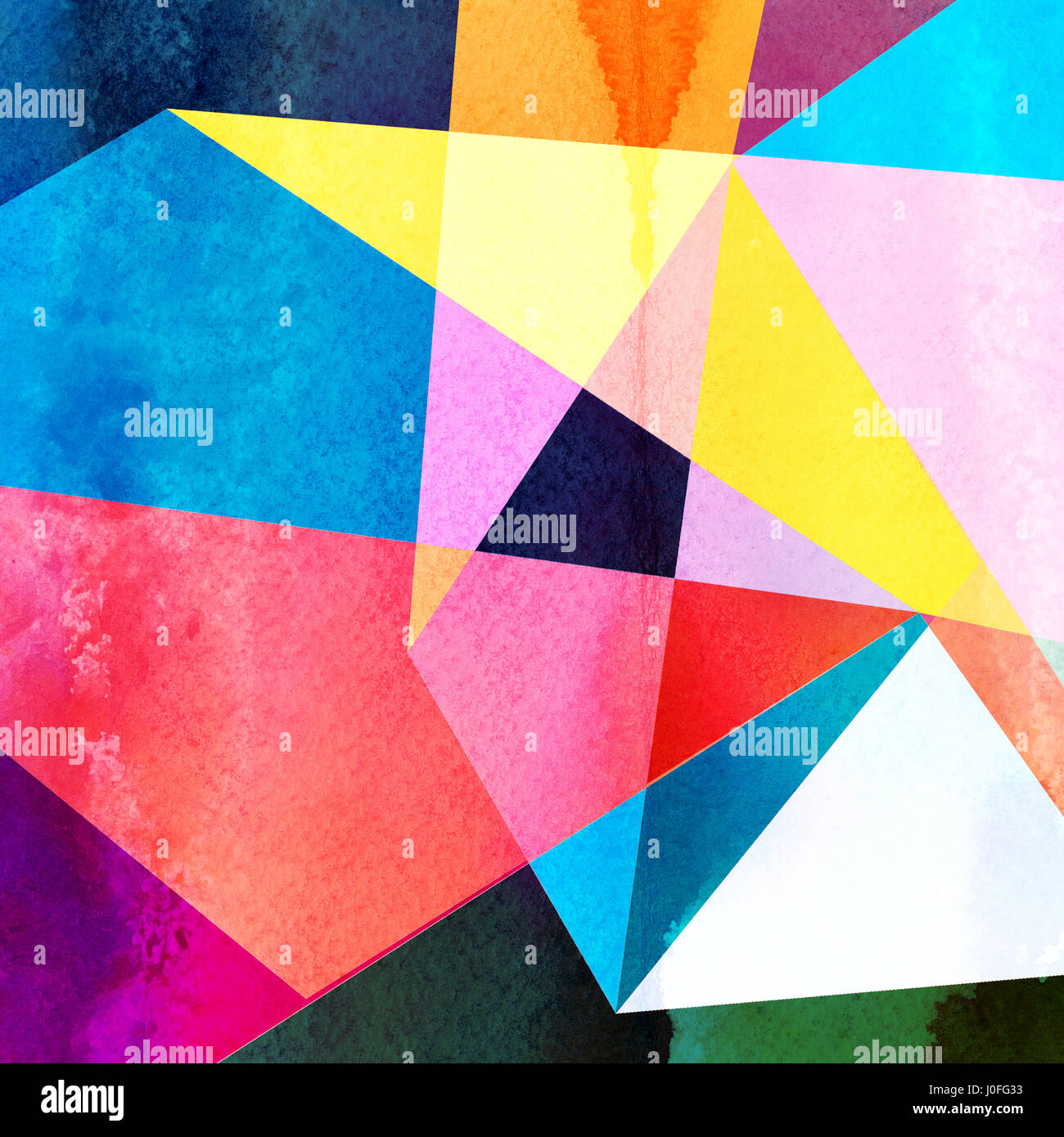 Watercolor abstract colorful background with geometry elements ...