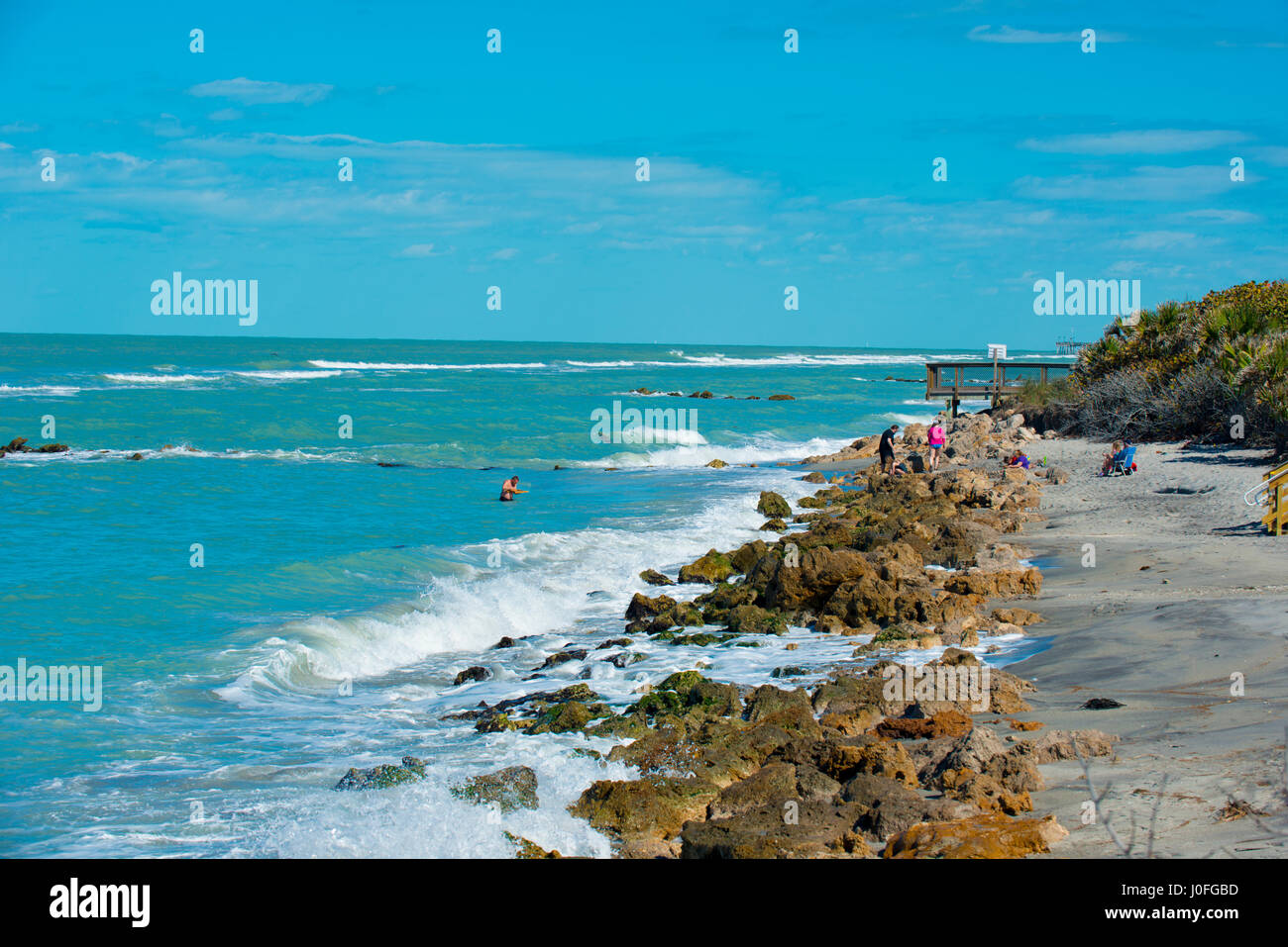 coast line of rocky beach Stock Photo