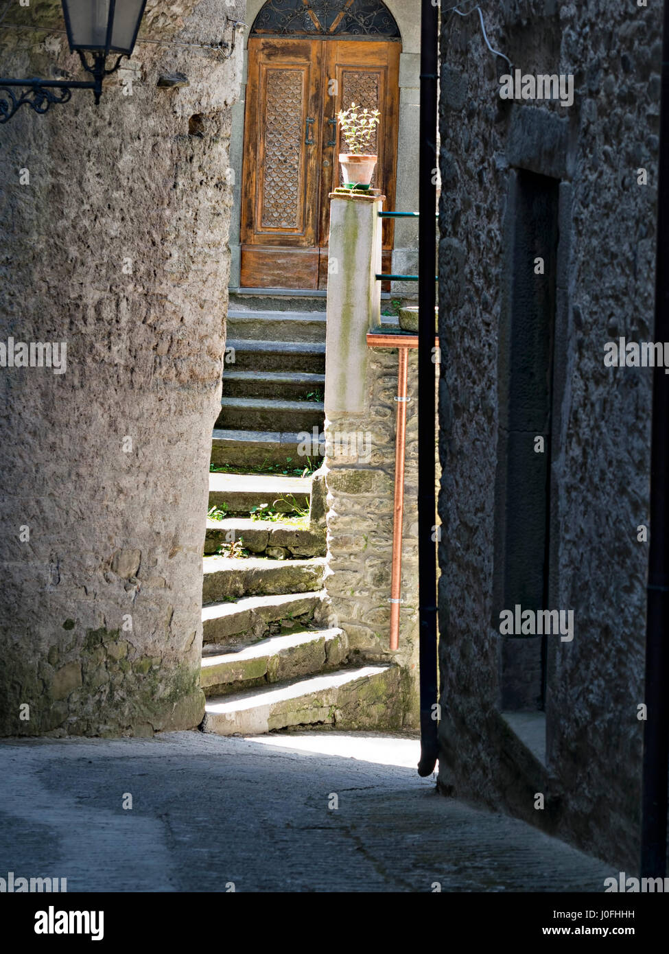 Detail Of An Old Italian Chiseled Stone Staircase Whit Stone