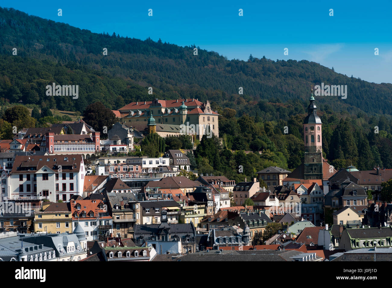 Panoramic views of Baden Baden with the New Castle and Collegiate ...