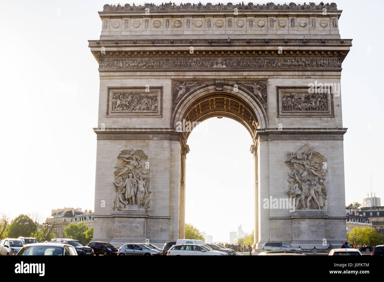 The Arc De Triomphe in Paris during a sunset. Stock Photo