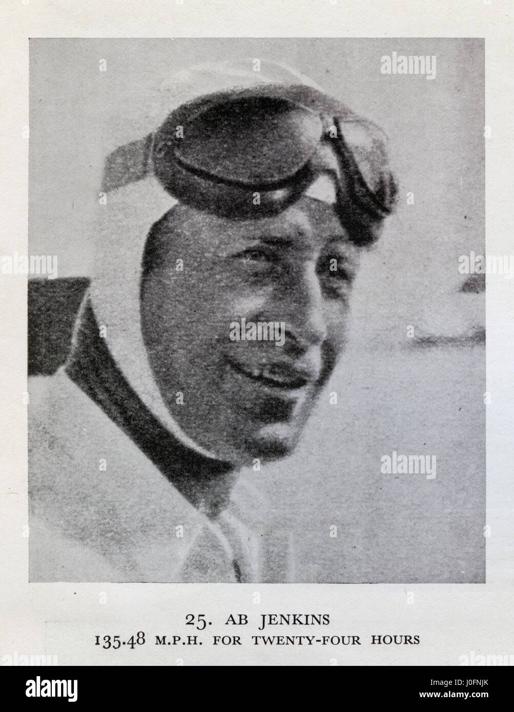 Portrait of Ab Jenkins: holding the record for 135.48 mph for 24 hours average land speed, obtained in 1935 Stock Photo