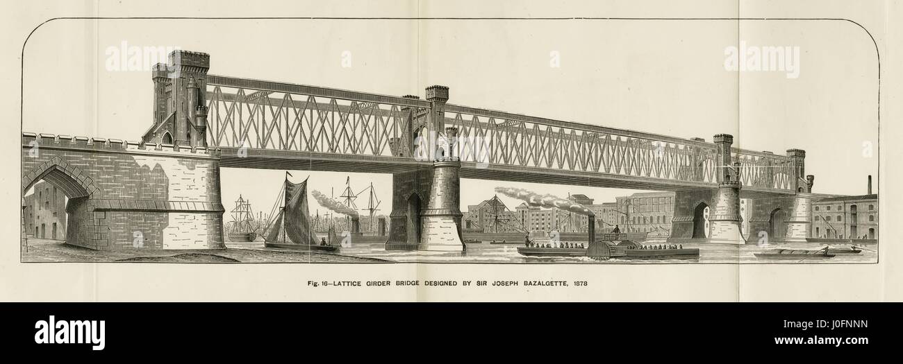 Design for a lattice girder bridge by Sir Joseph Bazalgette Stock Photo