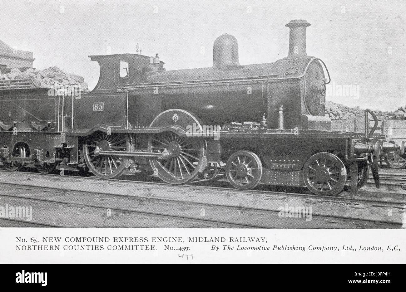Locomotive no 65: new compound Express engine, Midland Railway Northern Counties Committee locomotive Stock Photo