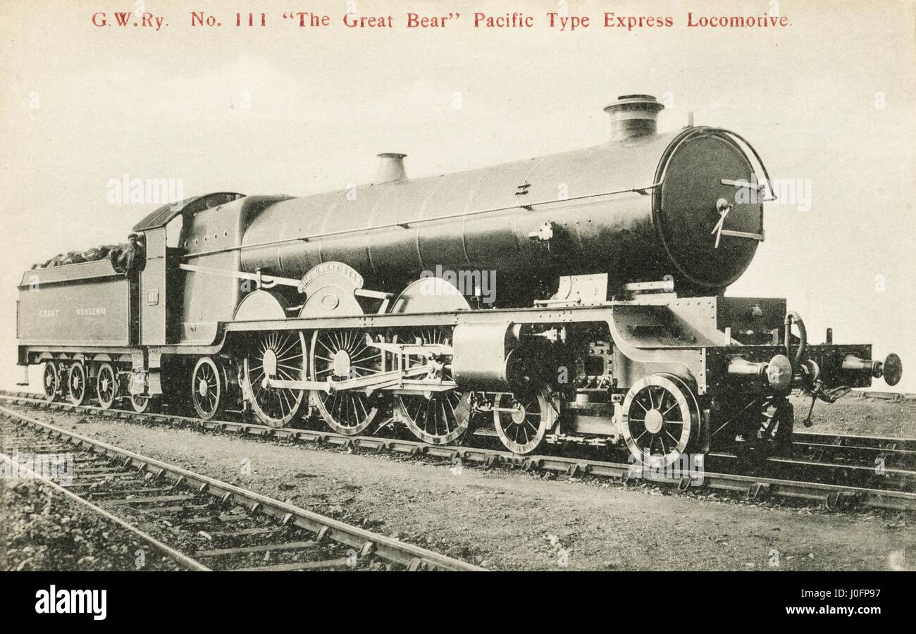 Loocmotive no 111: 'The Great Bear' 4-6-2 Pacific Type Express engine, built 1908. It was the first 4-6-2 (Pacific) locomotive used on a railway in Great Britain and the only one of that type ever built by the GWR. 'The Great Bear', renamed 'Viscount Chur Stock Photo