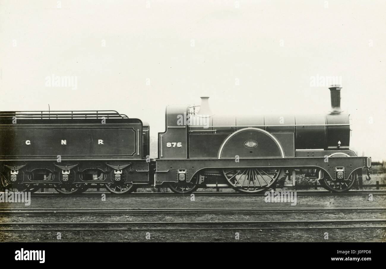 Locomotive no 875: Chard has inscribed the page, 'same as [locomotive] 230, I think' [Arthur Edward Chard's annotation, railway collector] Stock Photo