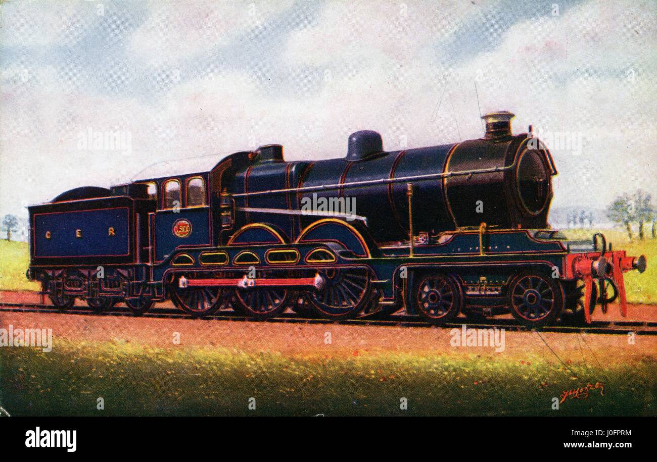 Locomotive no 1500: 4-6-0 Express engine, from a painting by F Moore. Colour Stock Photo