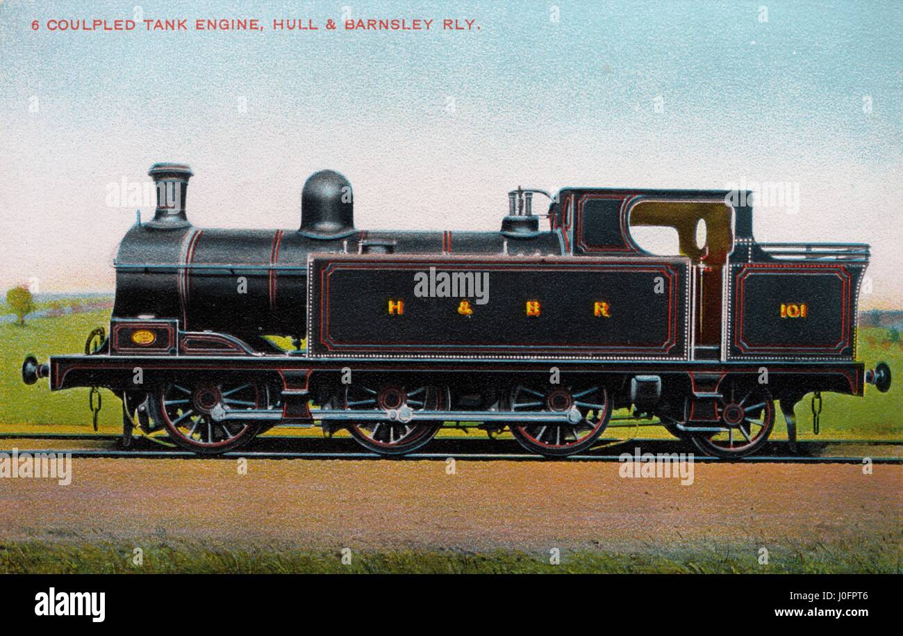 Locomotive no 101: 0-6-2 [6 coupled] tank engine. Annotated 'H7 366' [Arthur Edward Chard's annotation, railway collector]. Colour Stock Photo