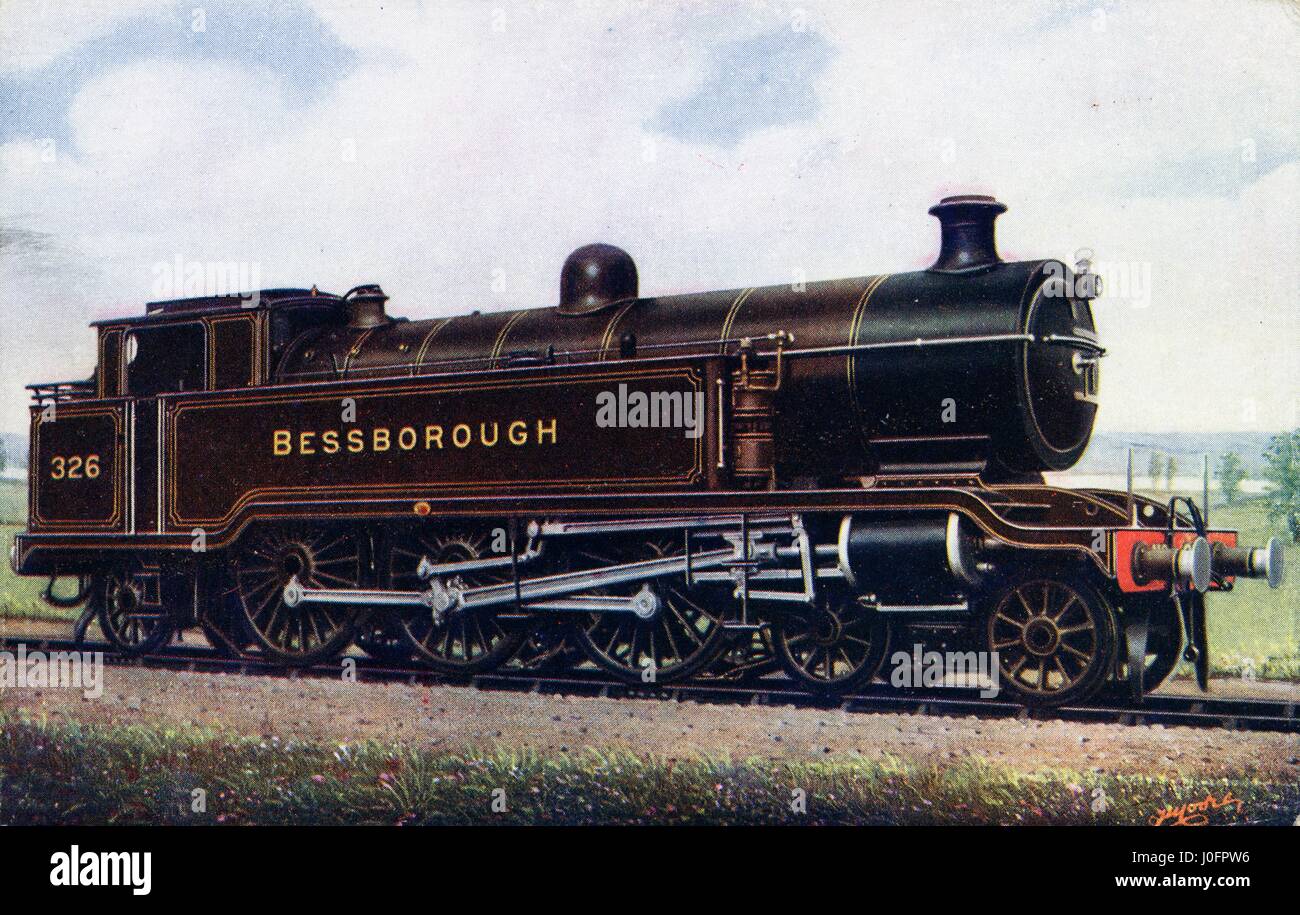 Locomotive no 326: 'Bessborough' 4-6-2  J Class tank locomotive,built 1910-1912, from a painting by F Moore. Colour Stock Photo
