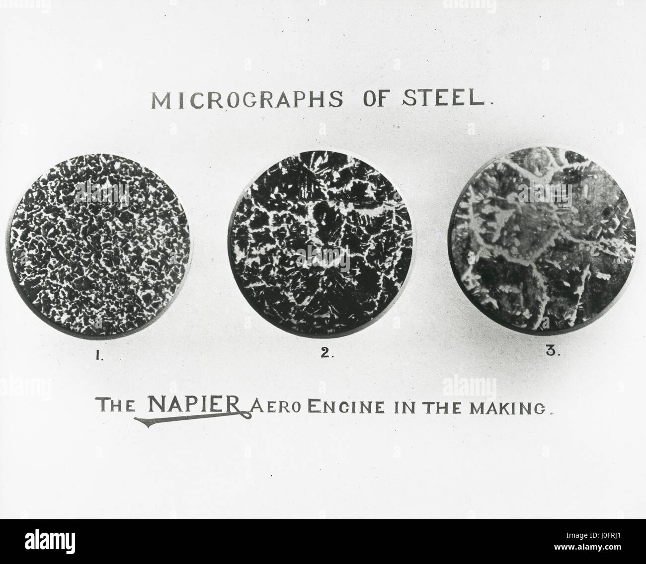 The Napier aero engine in the making: micrographs of steel Stock Photo