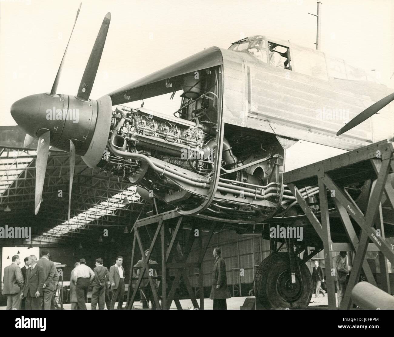 Napier Nomad engine installed in Avro Lincoln flying test bed ready for ground test running Stock Photo