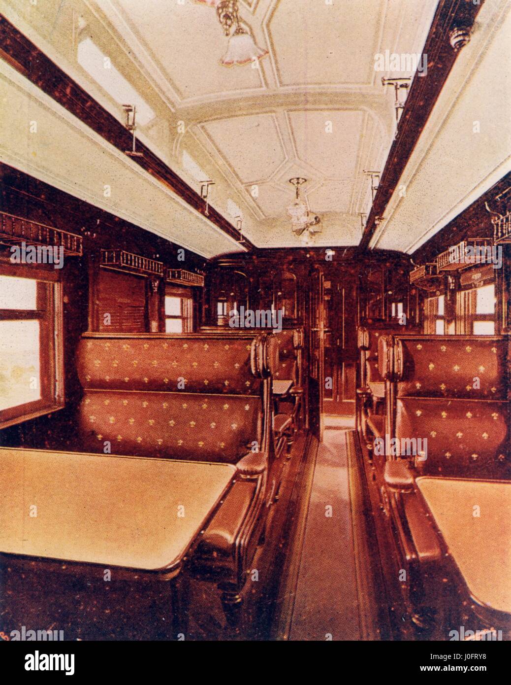 Interior of dining car, Train de Luxe, Central South African Railways Stock Photo