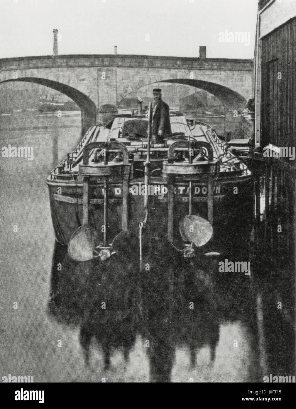 Stern view of Hilda, showing canal boat propellers Stock Photo