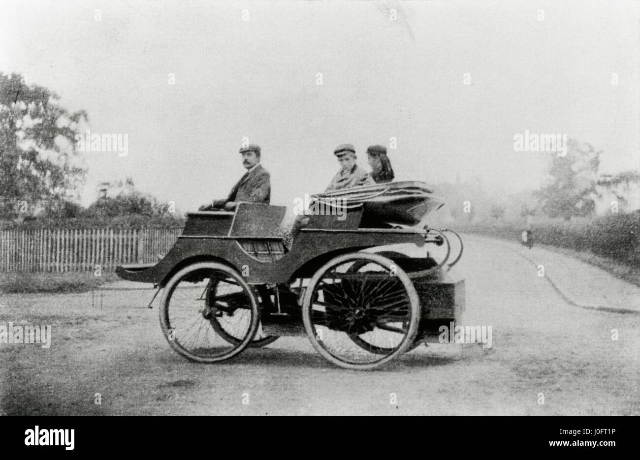Frederick Lanchester driving his reconstructed 8 hp prototype Stock Photo