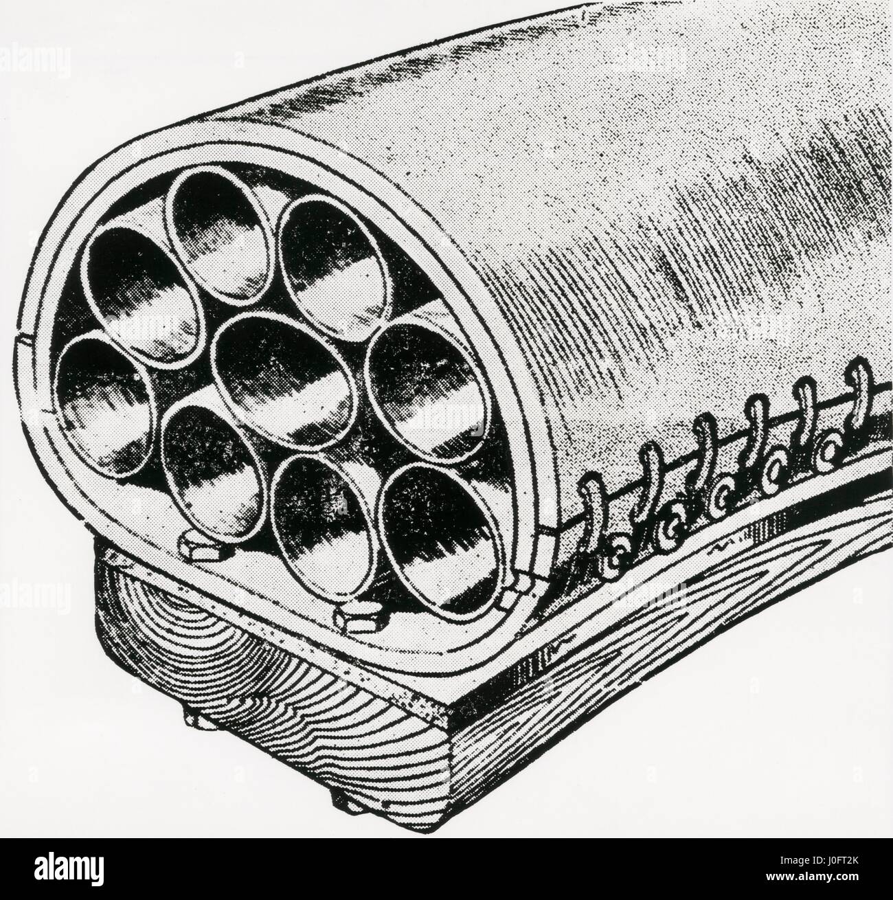 Diagram of Thompson's multi tube bicycle tyre, an idea proposed to