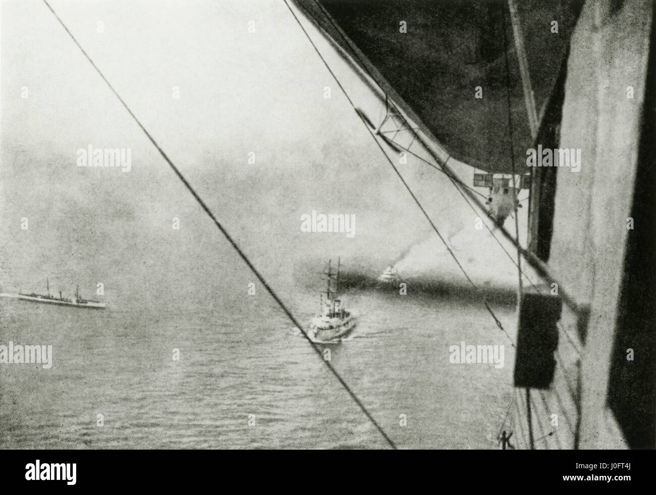 View of a First World War (WW1) fleet from an airship Stock Photo