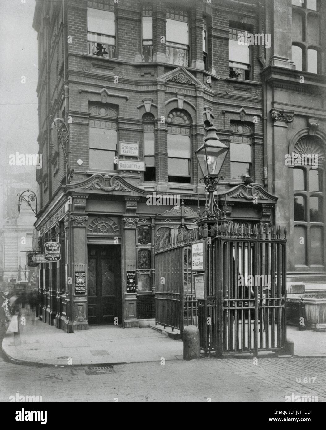 Storey's Gate tavern prior to demolition in 1912, view of the corner Stock Photo