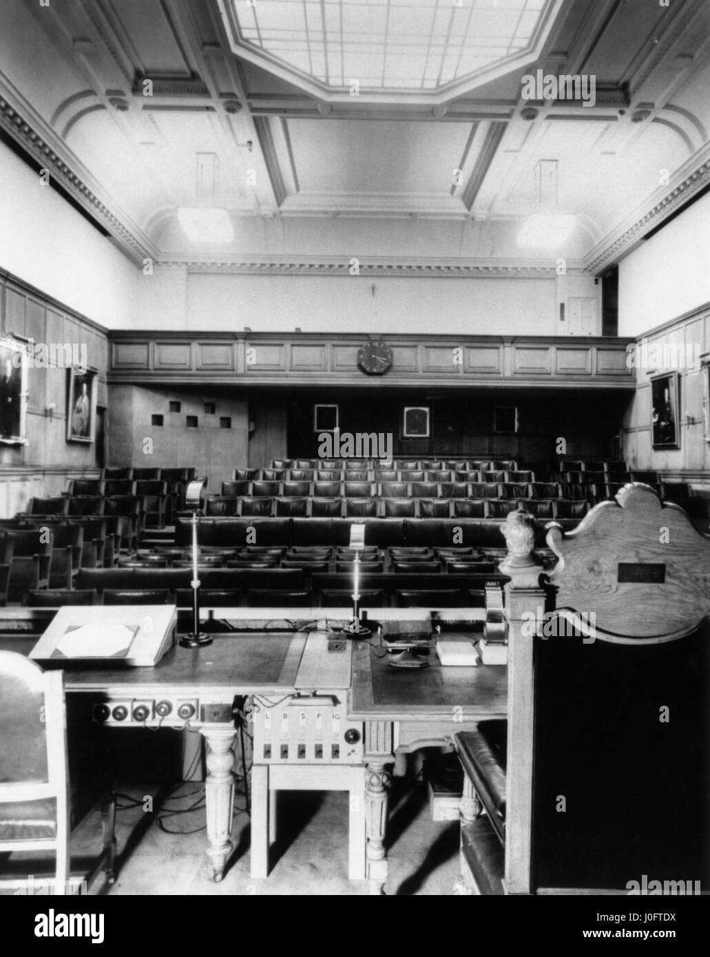 Institution of Mechanical Engineers headquarters, lecture Hall showing public address installations Stock Photo