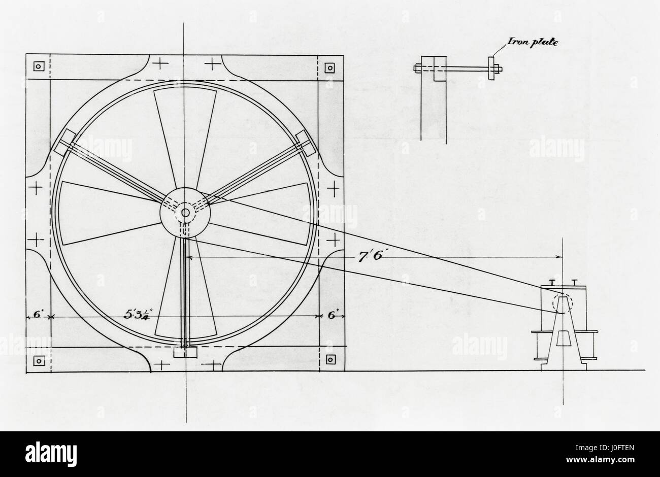 W G Walker's 60' patent air propeller fan for installation at the IMechE headquarters Stock Photo