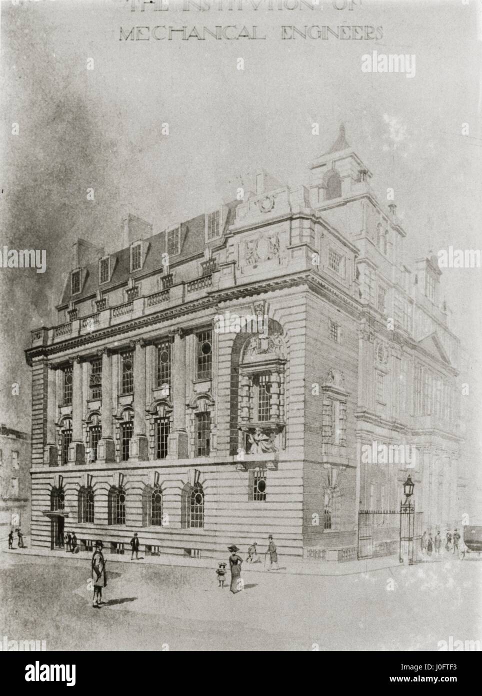 IMechE headquarters, architectural design for new wing of building, built in 1912 Stock Photo