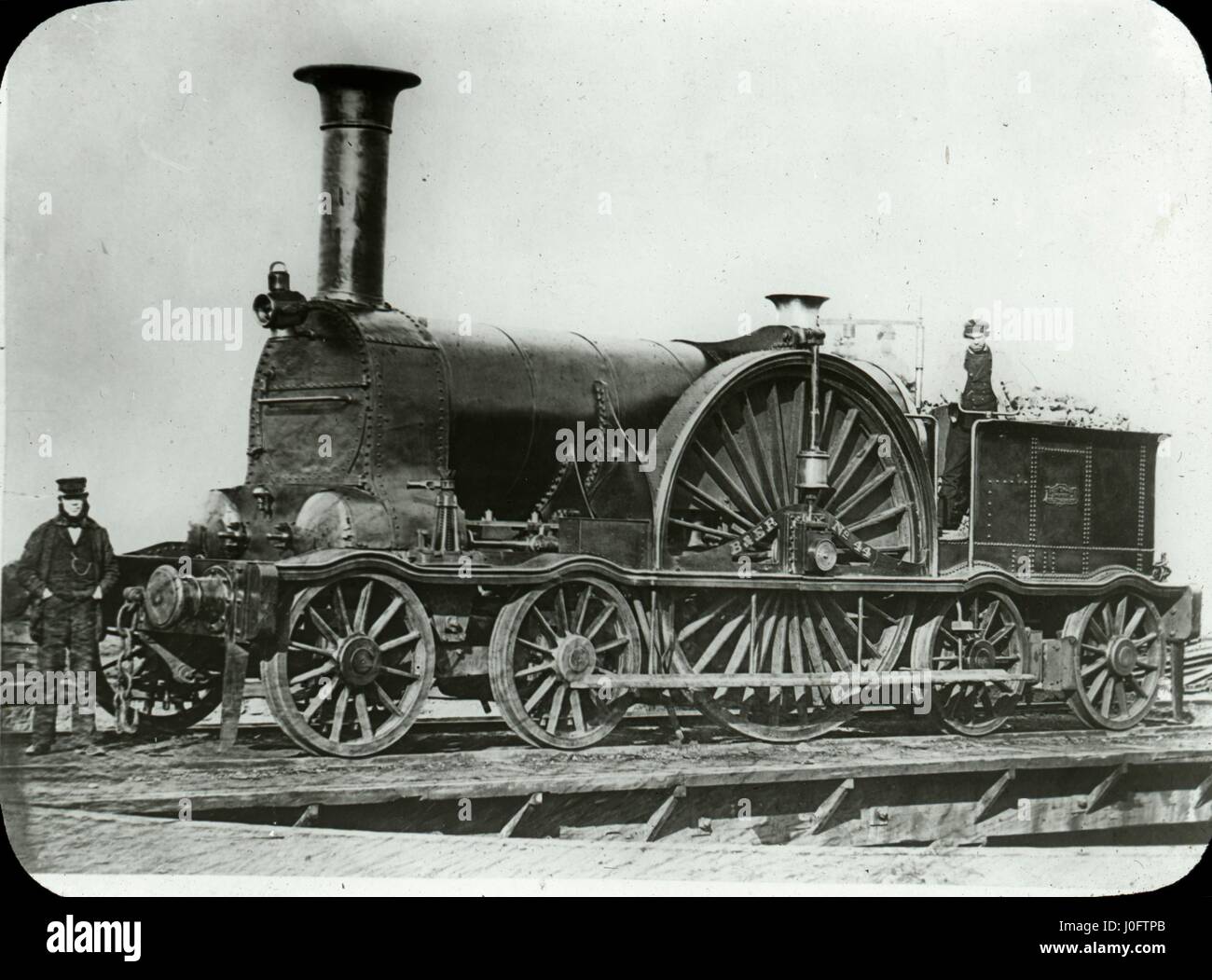 Bristol and Exeter Railway, B&ER locomotive 44, with two men Stock Photo