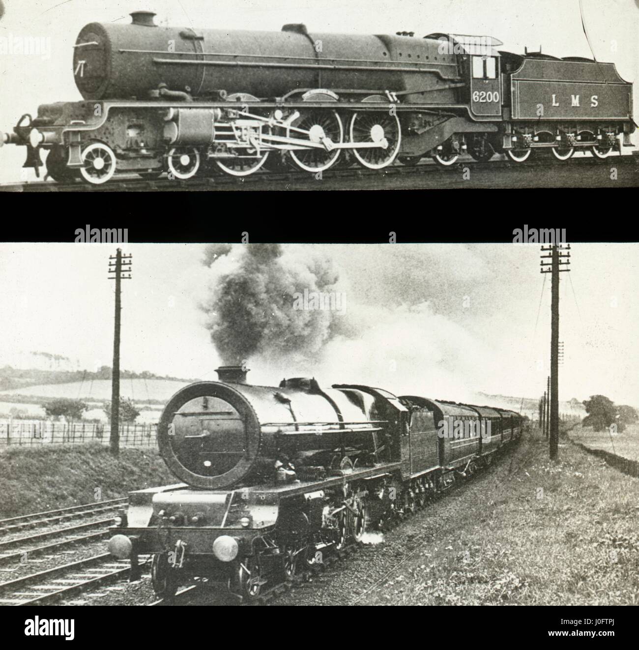 London, Midland and Scottish Railway LMS locomotive 6200 'The Princess Royal', (two images merged) Stock Photo
