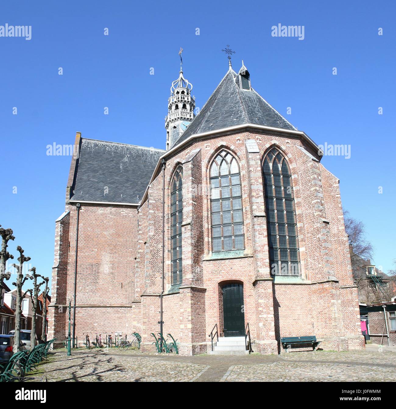 15th century Oosterkerk or Sint-Antoniuskerk in the city centre of Hoorn, North Holland, Netherlands (stitch of 2 images) Stock Photo