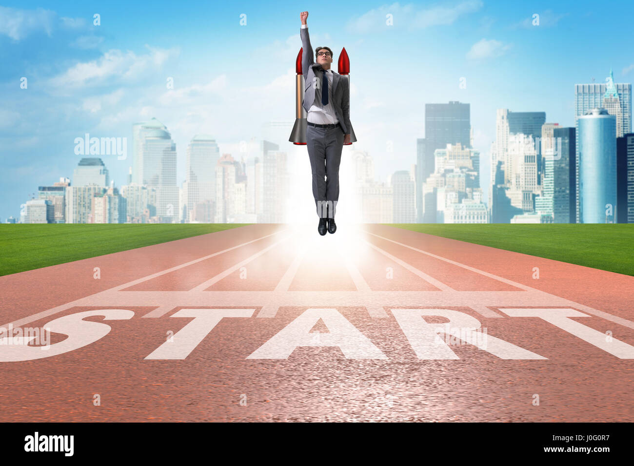 Businessman in start up business concept Stock Photo - Alamy