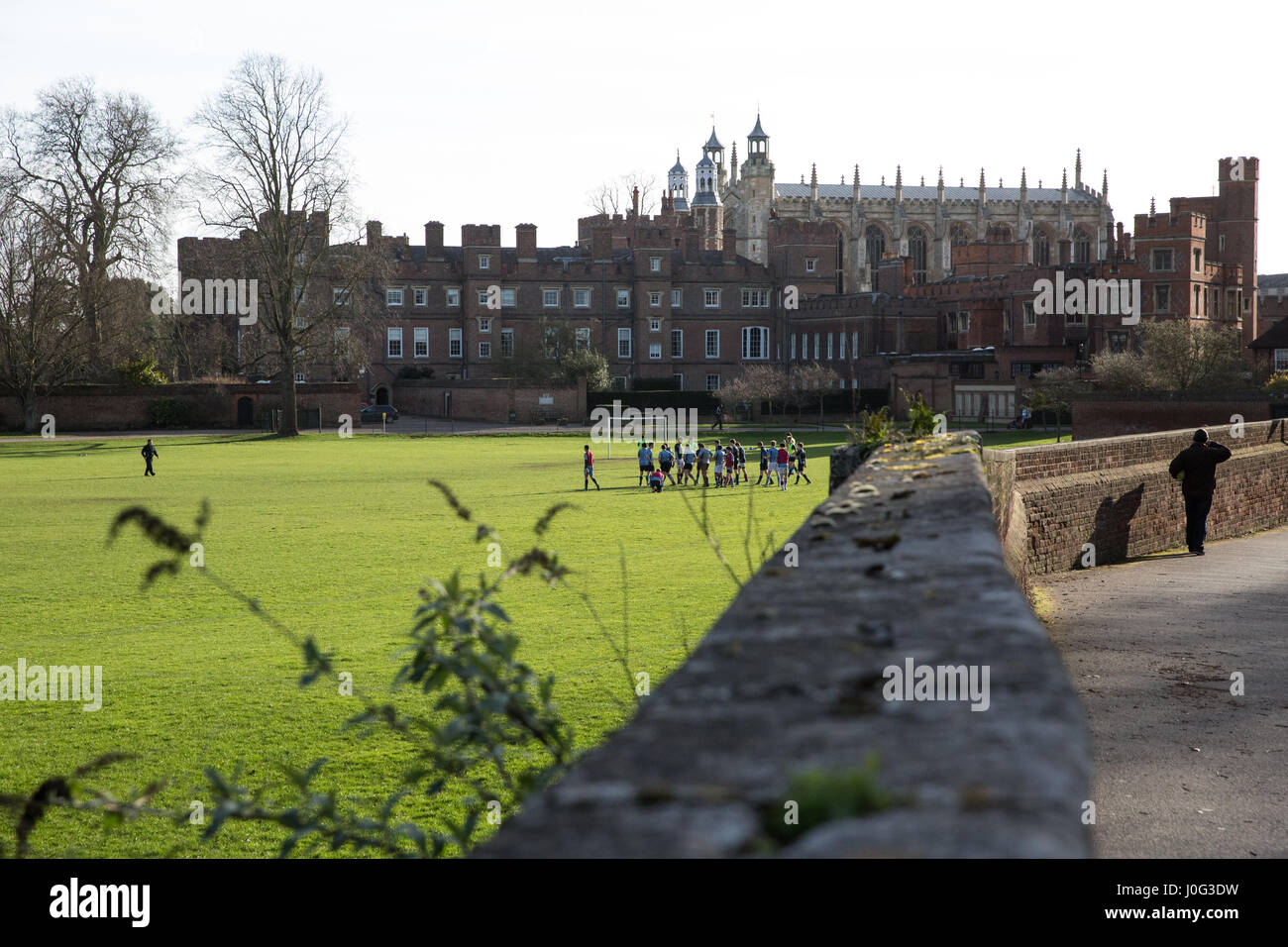 Eton, UK. 2nd March, 2017. A view across playing fields towards Eton