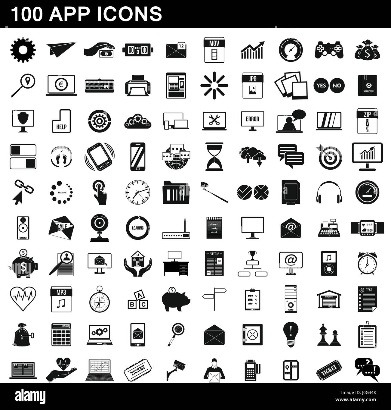 100 app icons set, simple style Stock Vector Image & Art - Alamy