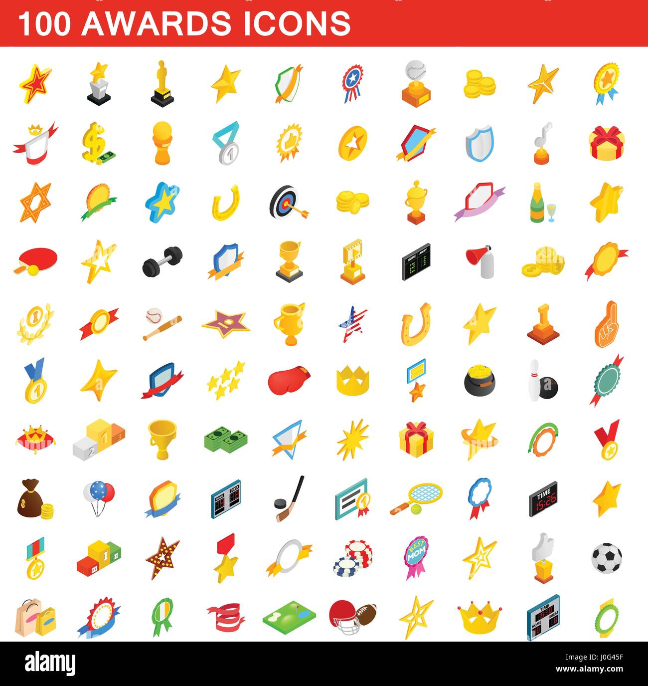 100 awards icons set, isometric 3d style Stock Vector Image & Art - Alamy