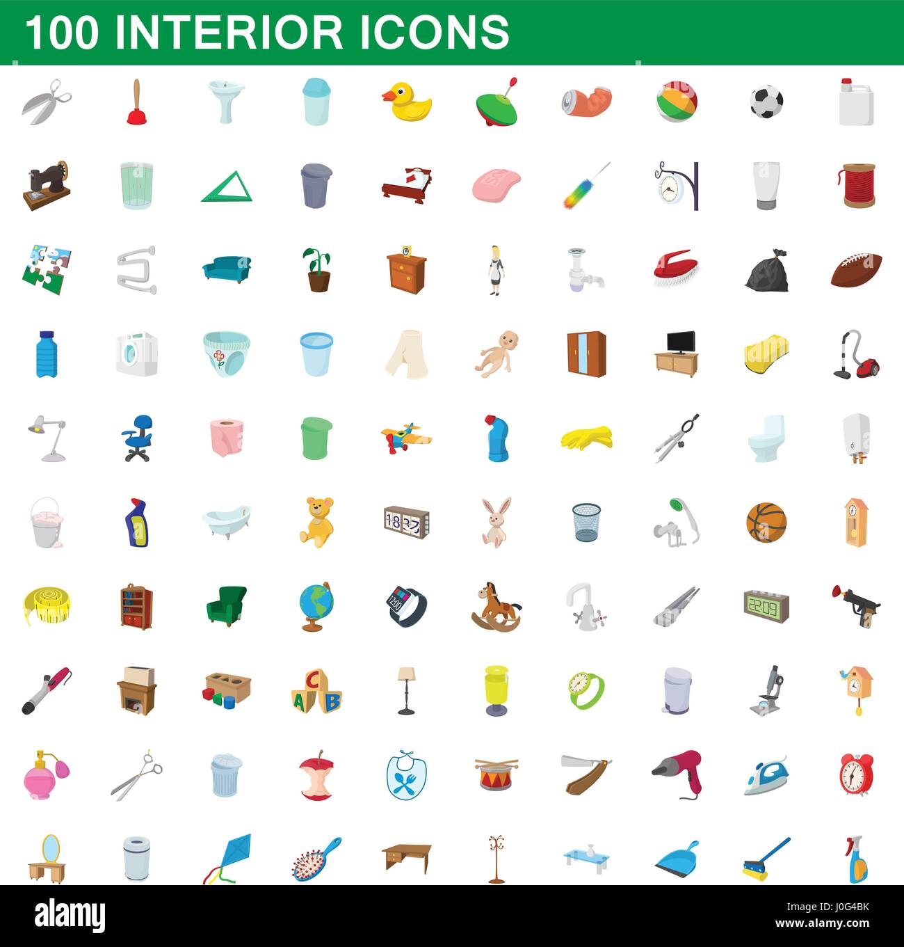 100 interior icons set, cartoon style Stock Vector Image & Art - Alamy